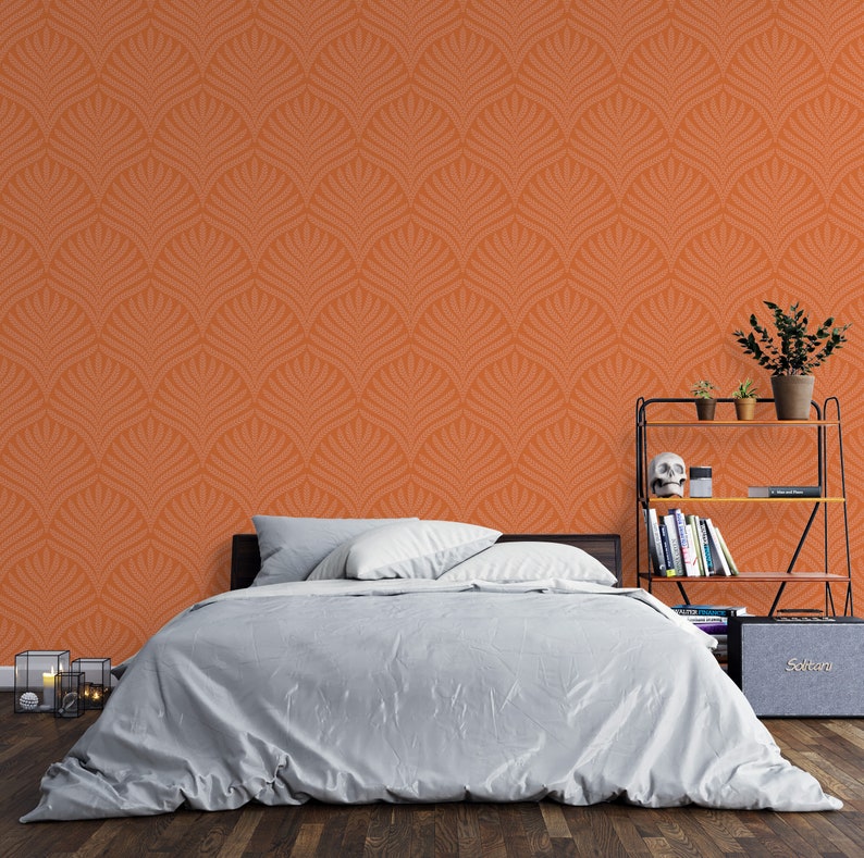 Burnt Orange Leaf Wallpaper Peel and Stick Terracotta Art - Etsy