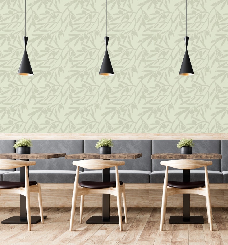 Olive Branch Wallpaper Sage Green Olive Leaf Peel and Stick Etsy