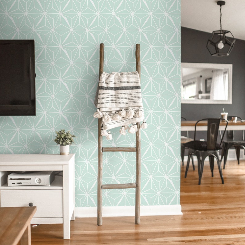 Mint Green Geometric Wallpaper Self Adhesive Mint Peel and Etsy