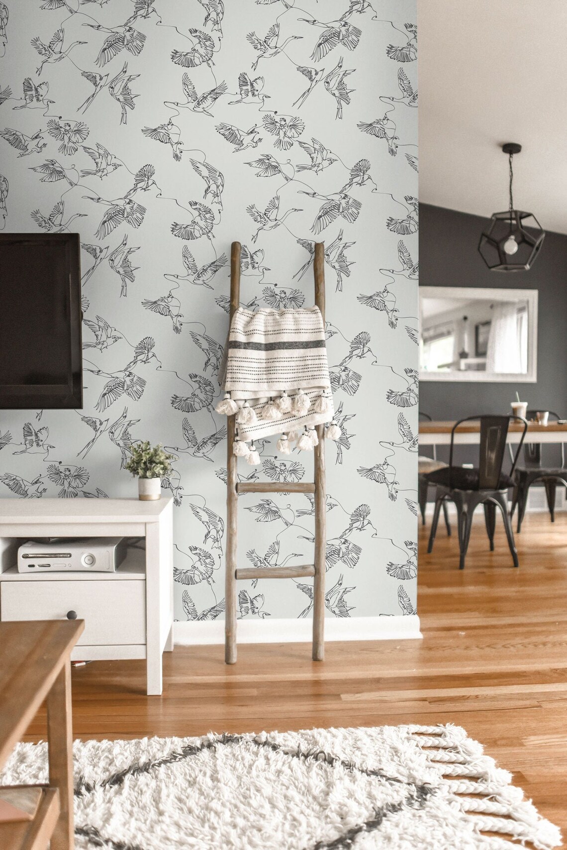 Light Blue Bird Self Adhesive Wallpaper Abstract Peel And Etsy