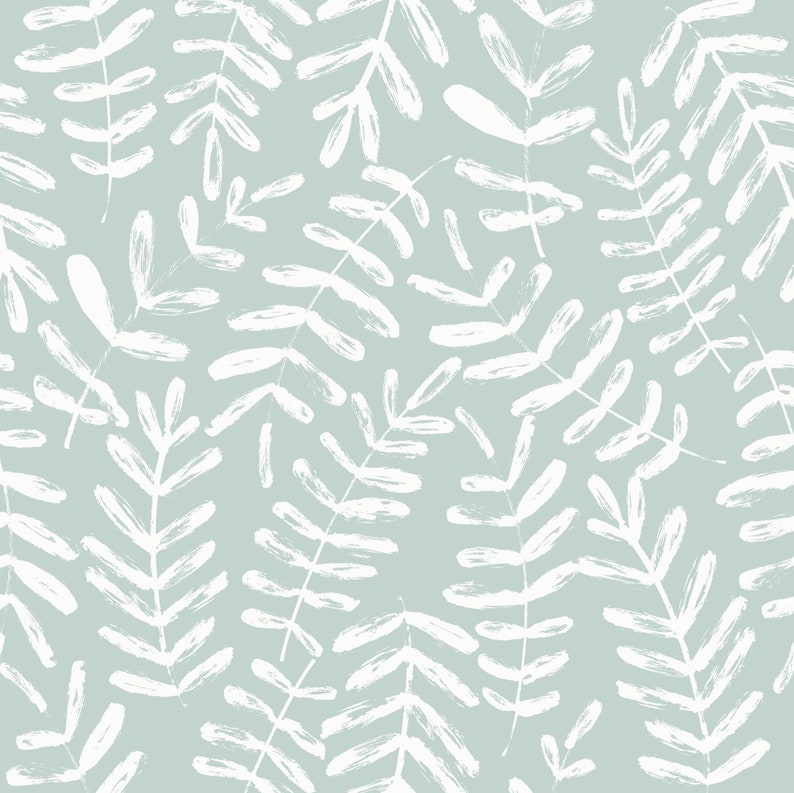 Bluegrey Leaf Wallpaper Peel and Stick Botanical Self Etsy UK