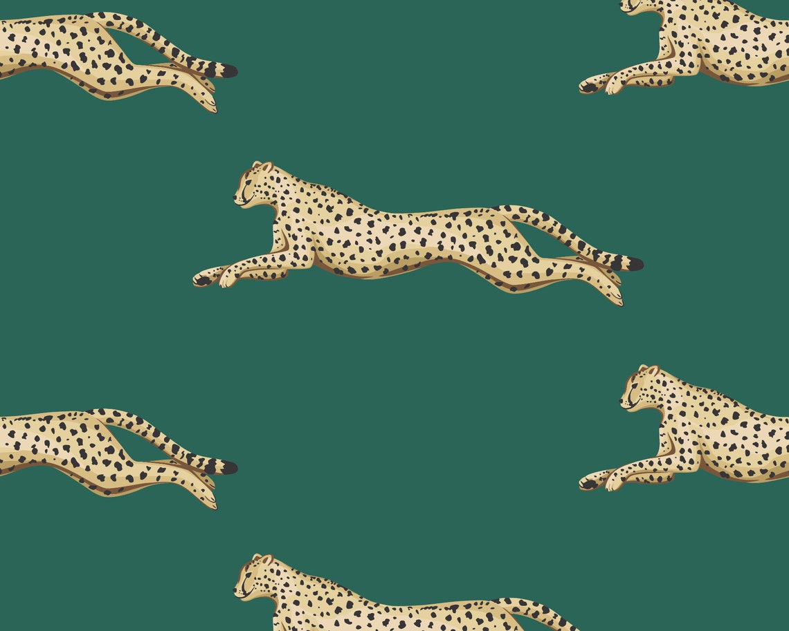 Leopard Peel and Stick Wallpaper Green Cheetah Self Adhesive Etsy