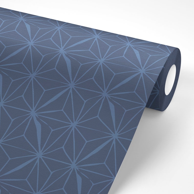 Dark Blue Geometric Peel and Stick Wallpaper Navy Self Etsy