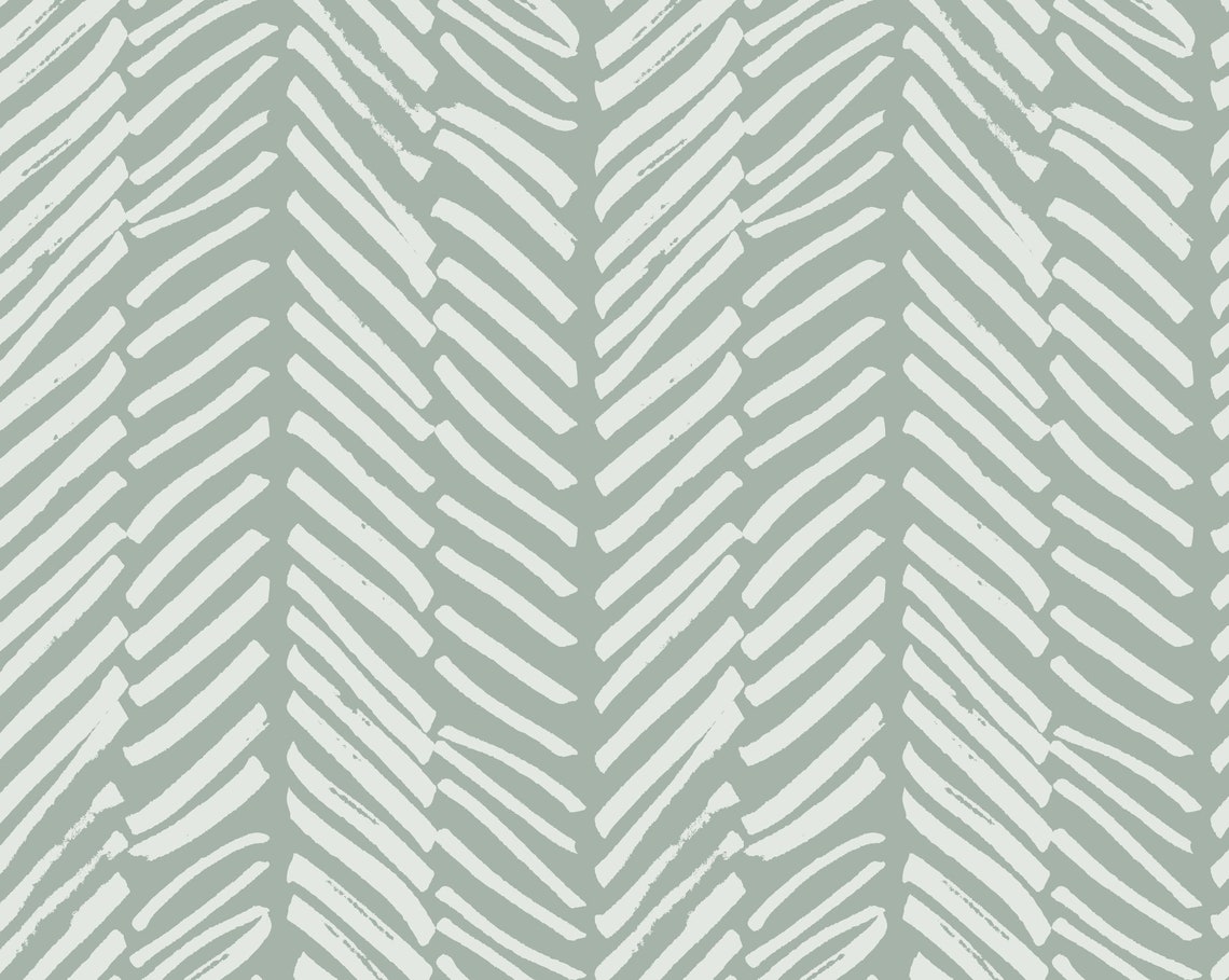 Sage Green Chevron Wallpaper Peel and Stick Herringbone Self - Etsy