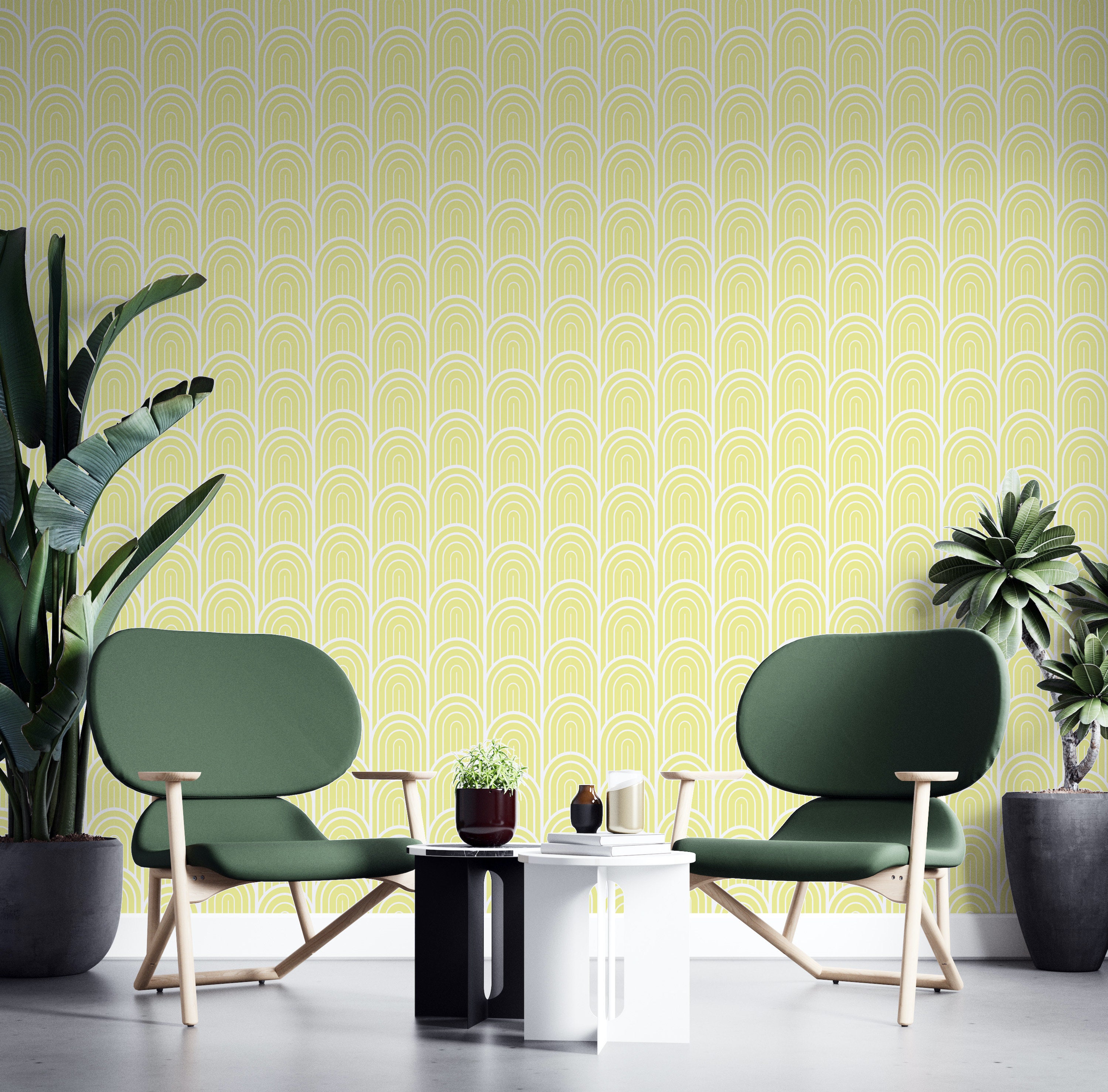 Art Deco Yellow Wallpaper Peel and Stick Geometric Self Etsy