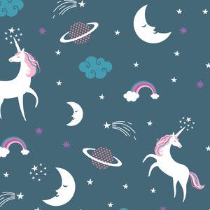 Teal Unicorn Peel and Stick Wallpaper Self Adhesive Kids Room Blue Fairytale Mural Children Nursery image 4