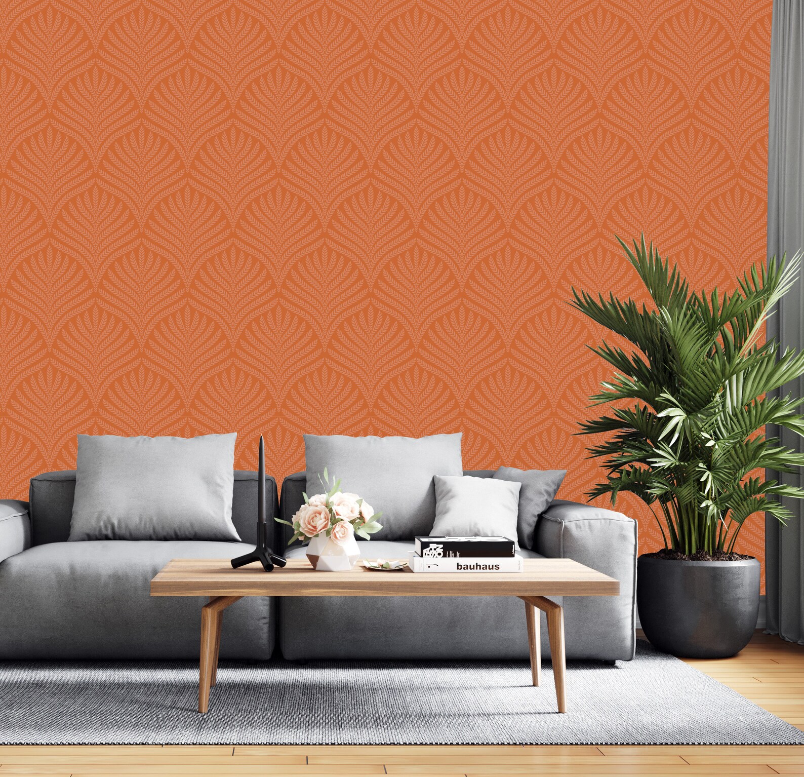 Burnt Orange Leaf Wallpaper Peel and Stick Terracotta Art - Etsy