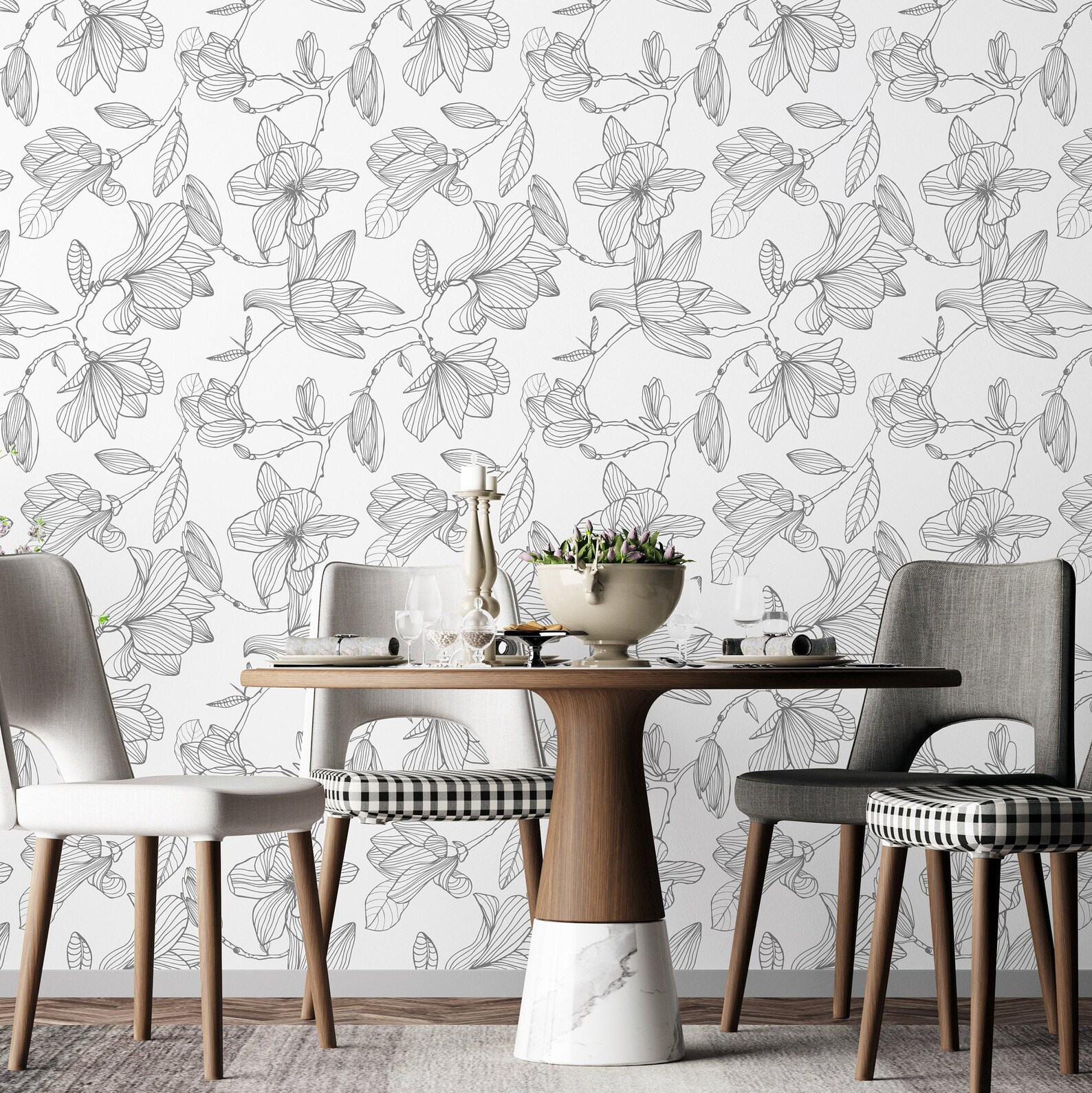 Magnolia Wallpaper Peel and Stick Floral Self Adhesive Wall Etsy