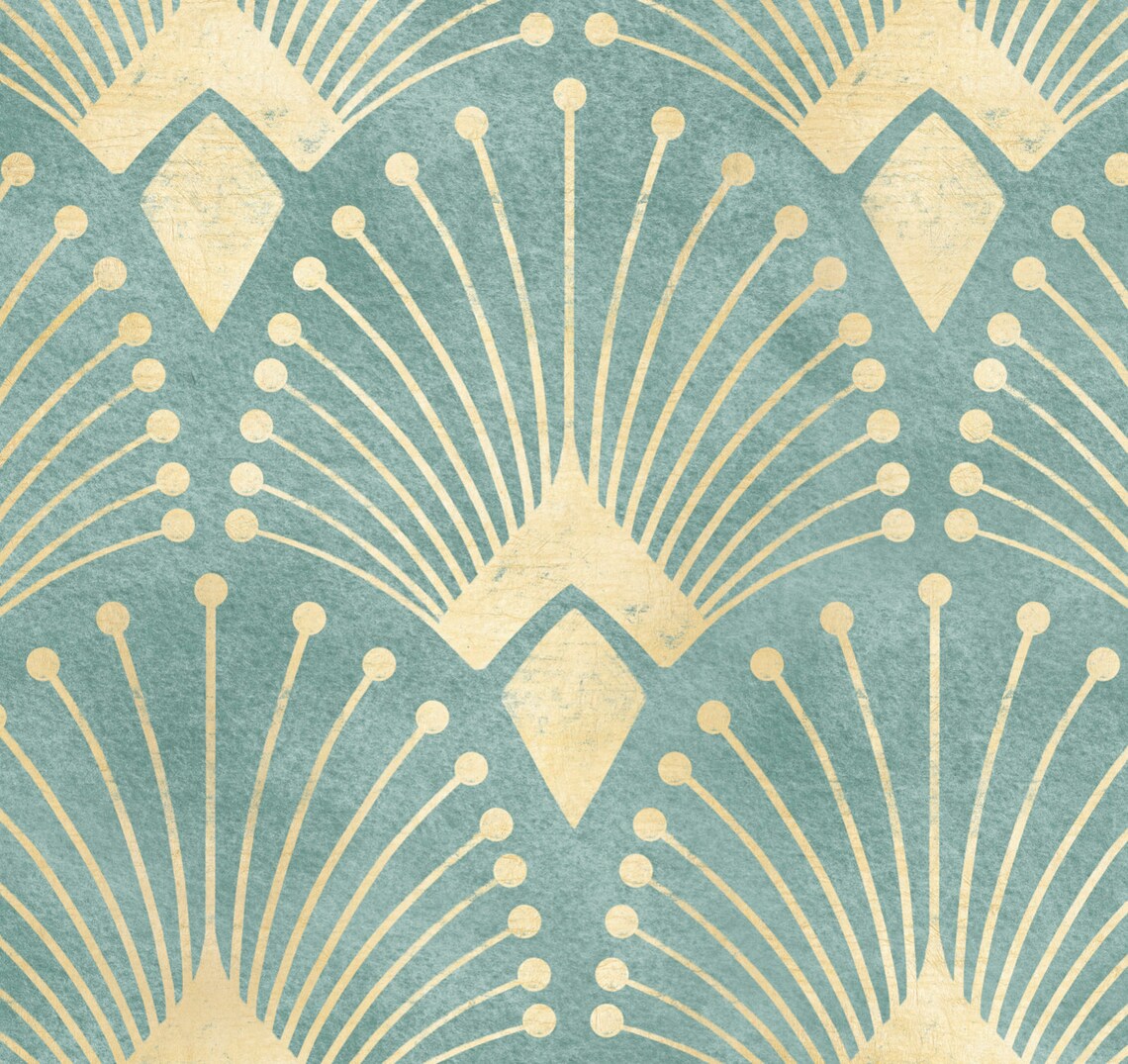 Aqua Art Deco Wallpaper Vintage Teal Peel and Stick Gatsby Etsy UK