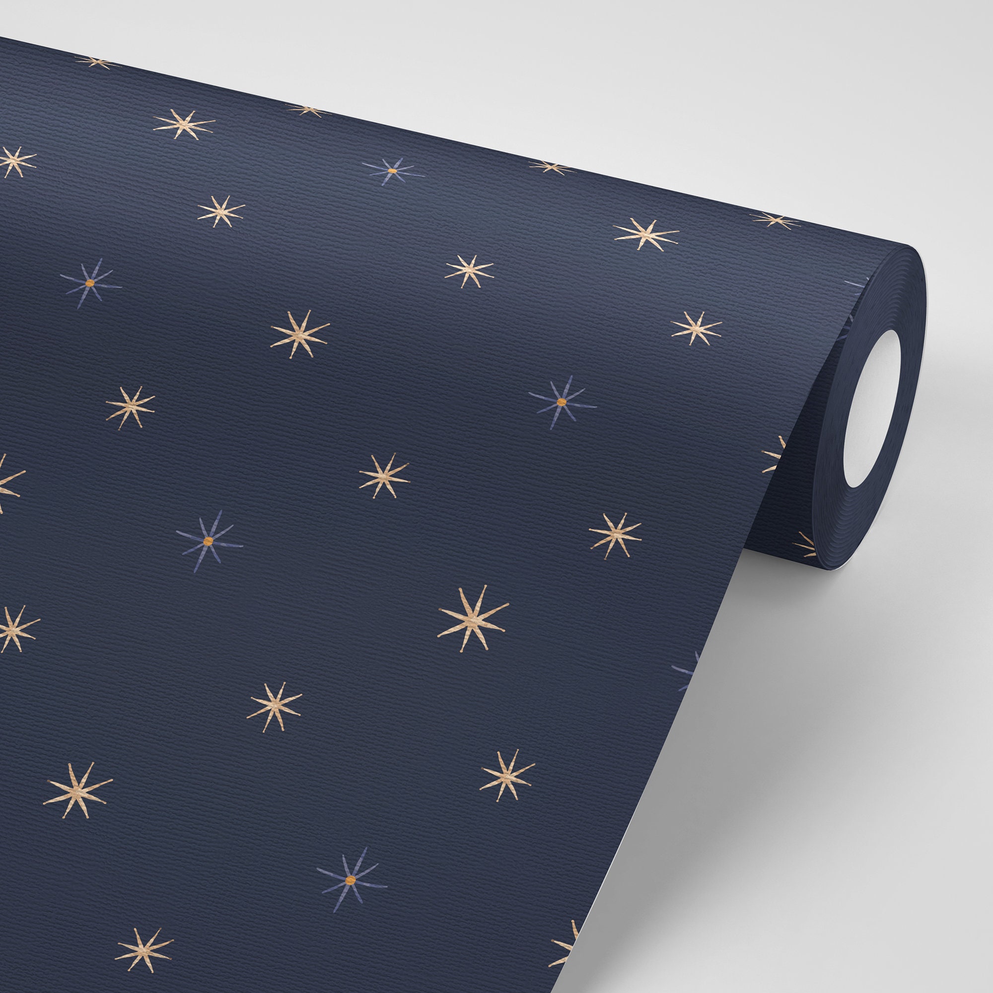 Stars Wallpaper Peel and Stick Dark Nursery Accent Wall | Etsy