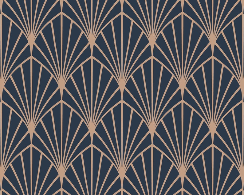 Art Deco Wallpaper, Geometric Peel and Stick, Dark Gatsby Self Adhesive Mural, 1920s Accent Wall image 4