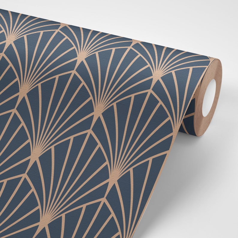 Art Deco Wallpaper, Geometric Peel and Stick, Dark Gatsby Self Adhesive Mural, 1920s Accent Wall image 3