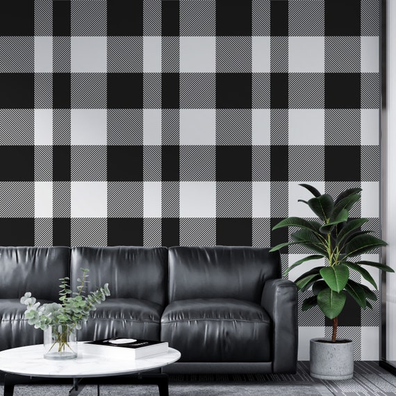 Magnolia Home Buffalo Check Black and White Wallpaper  MH1516  D Marie  Interiors