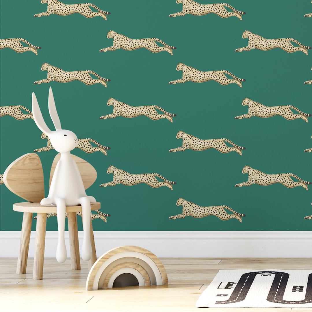 Leopard Peel and Stick Wallpaper Green Cheetah Self Adhesive Wall Mural