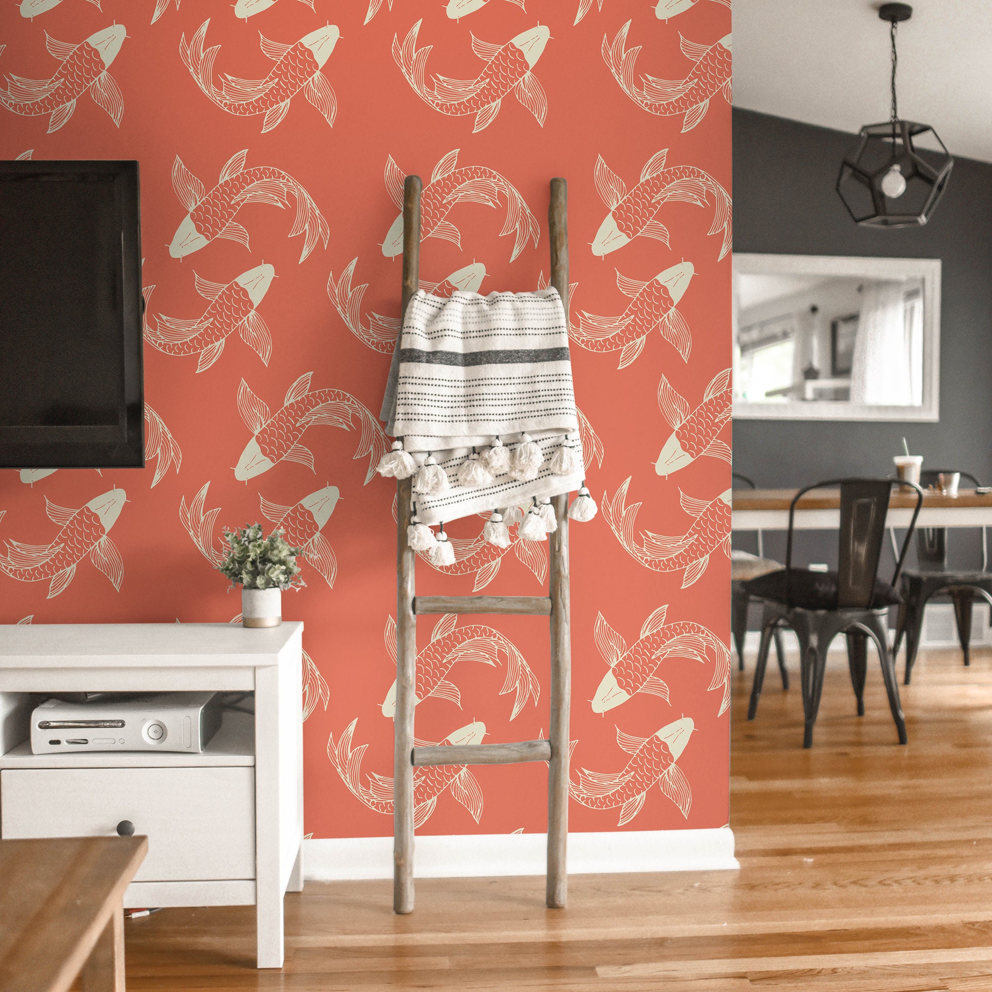 Koi Fish Wallpaper Peel and Stick Japanese Self Adhesive Etsy