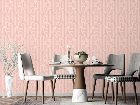 bron barbecue wapen Pink Art Deco Wallpaper Peel and Stick Geometric Wallpaper - Etsy
