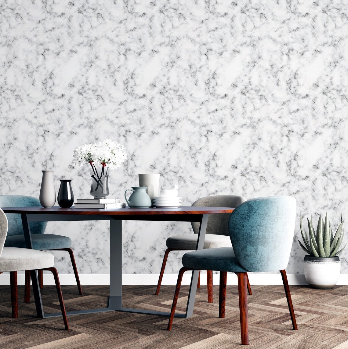 Marble Peel and Stick Wallpaper White Stone Texture Self Etsy