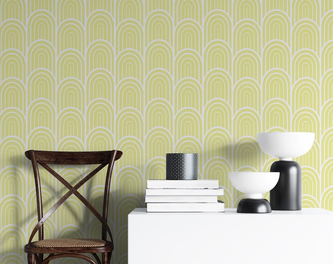 Burnt Orange Geometric Wallpaper Terracotta Retro Wall Etsy