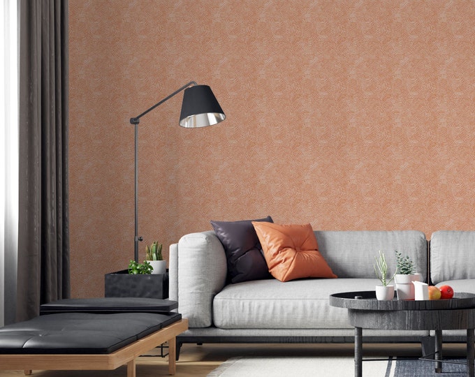 Burnt Orange Geometric Wallpaper Terracotta Retro Wall Etsy