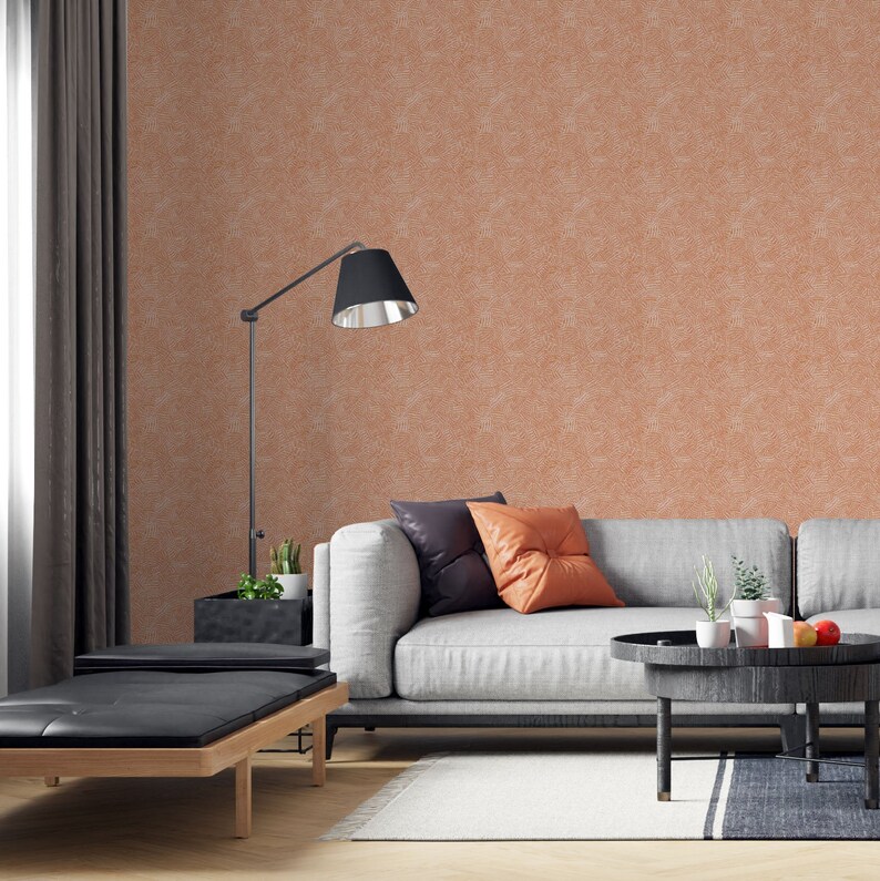 Burnt Orange Wallpaper Peel and Stick Self Adhesive Wall Etsy