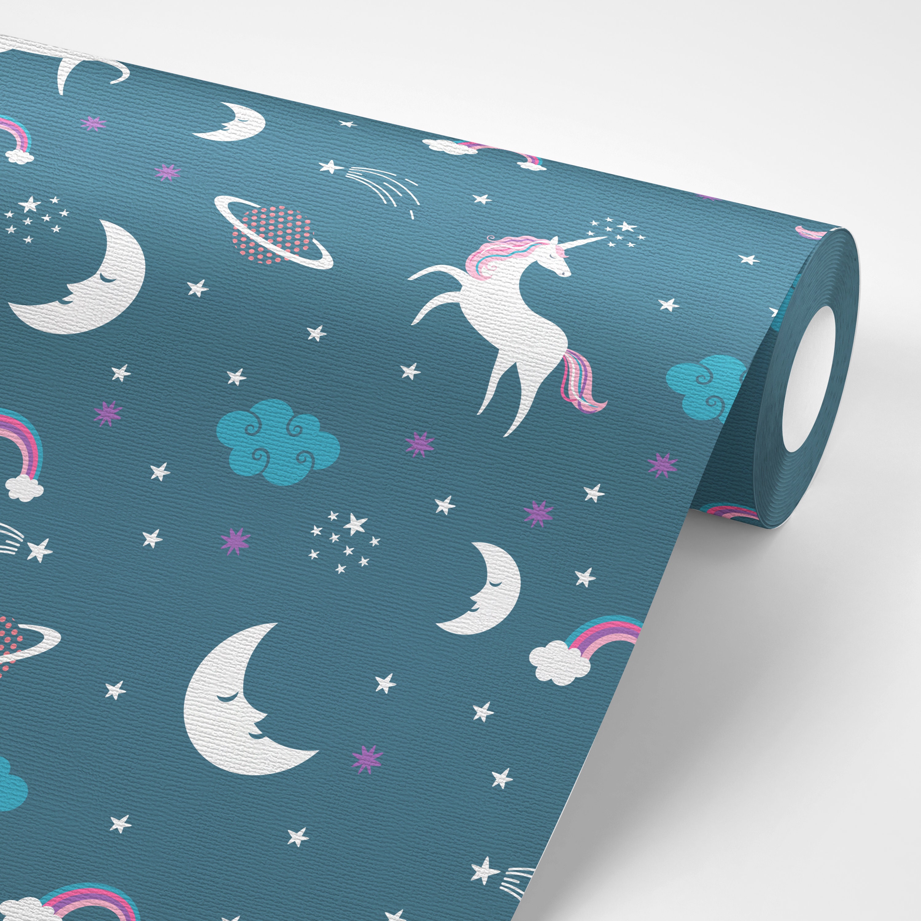 Teal Unicorn Peel and Stick Wallpaper Self Adhesive Kids Etsy
