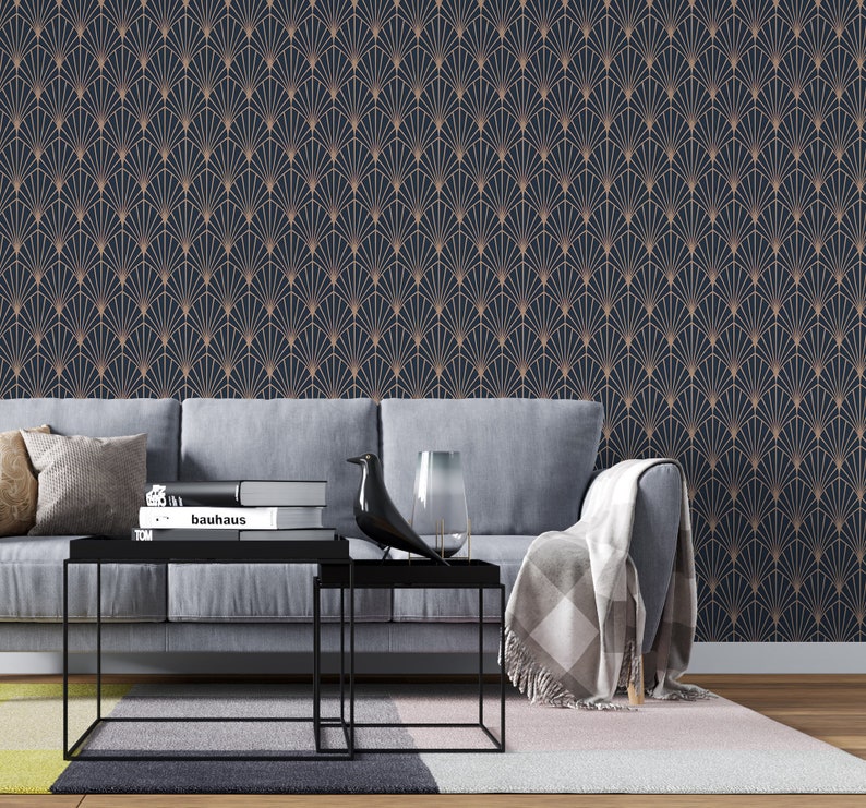 Dark Art Nouveau Wallpaper Art Deco Peel and Stick 1920s Etsy