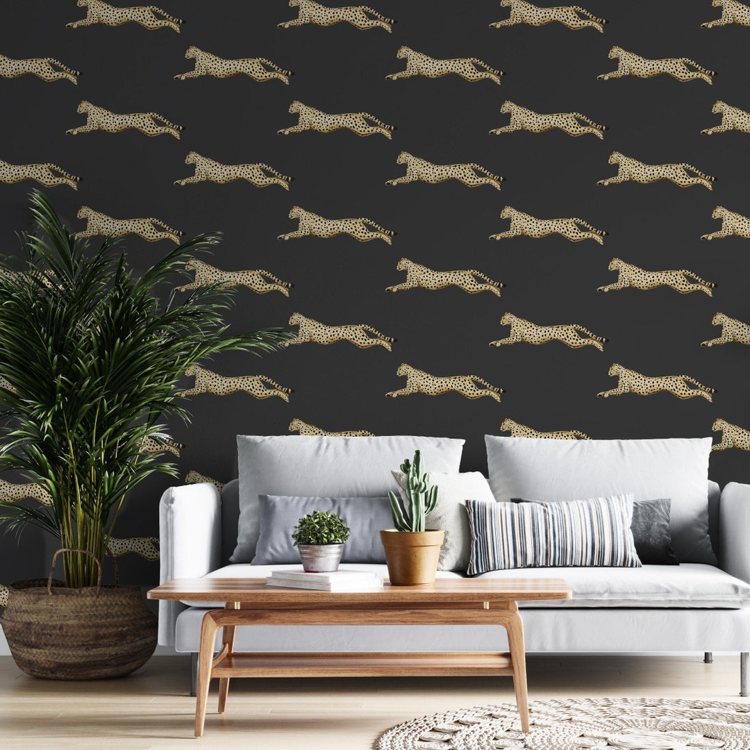 Dark Grey Leopard Wallpaper Anthracite Cheetah Peel and Stick Black