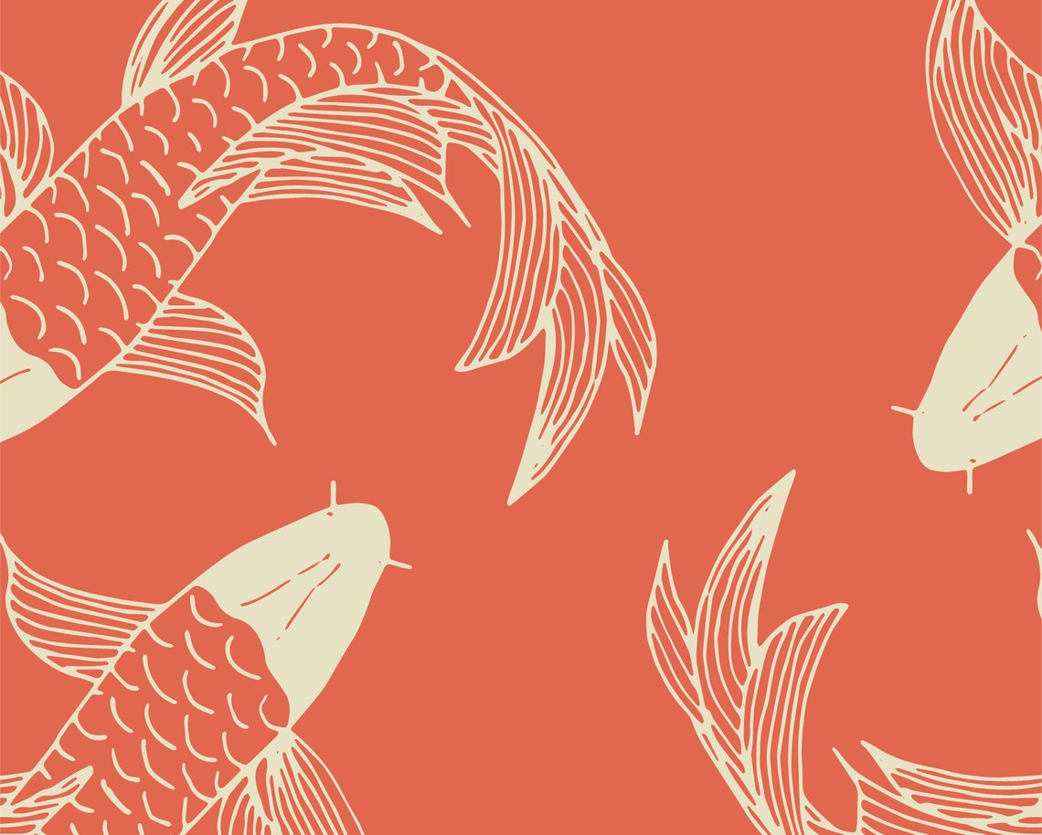 Koi Fish Wallpaper Peel and Stick Japanese Self Adhesive Etsy