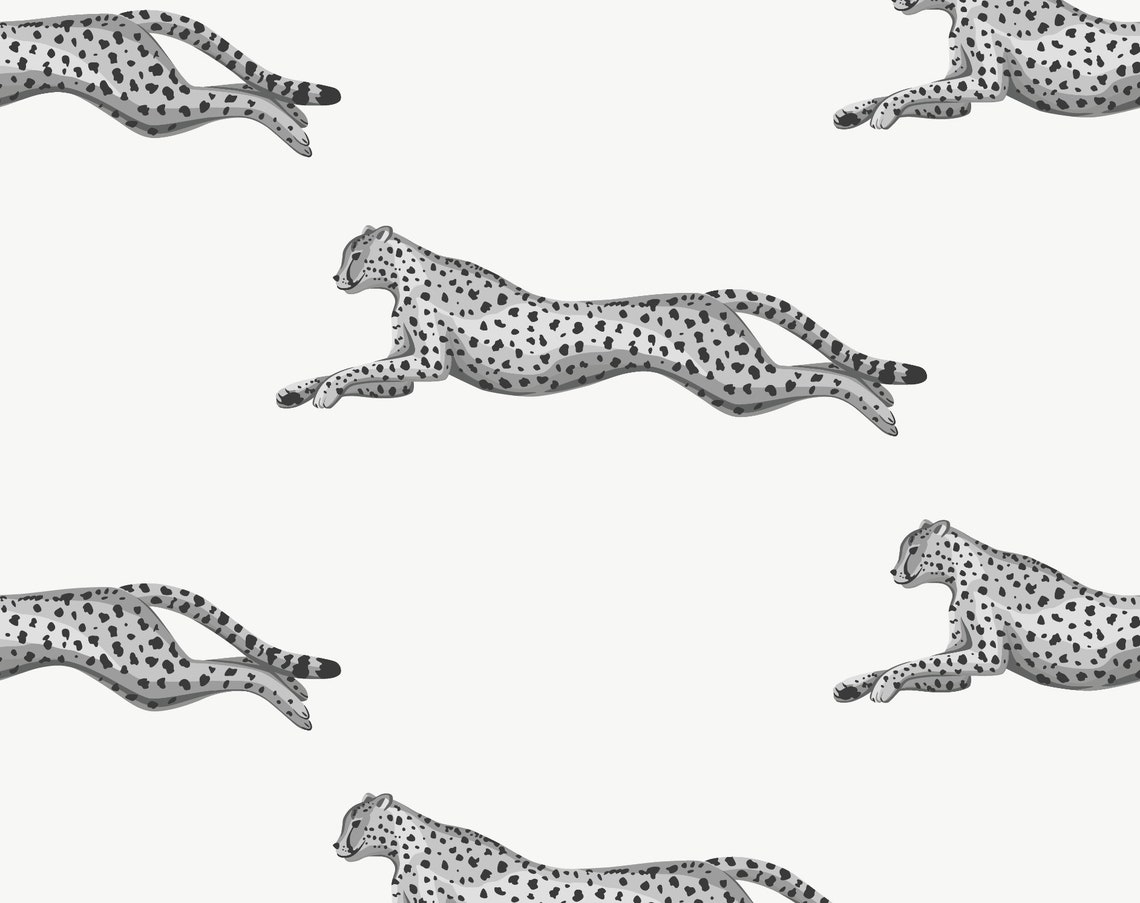Leopard Peel and Stick Wallpaper White and Grey Cheetah Self Etsy
