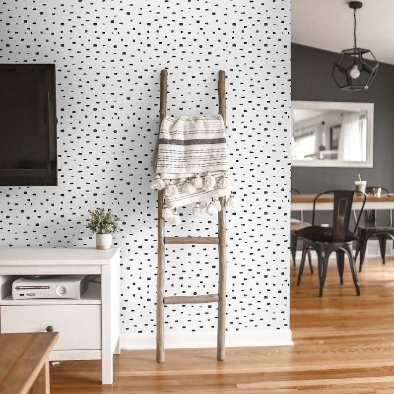 Black and White Self Adhesive Mural Dalmatian Spots Removable Wallpaper