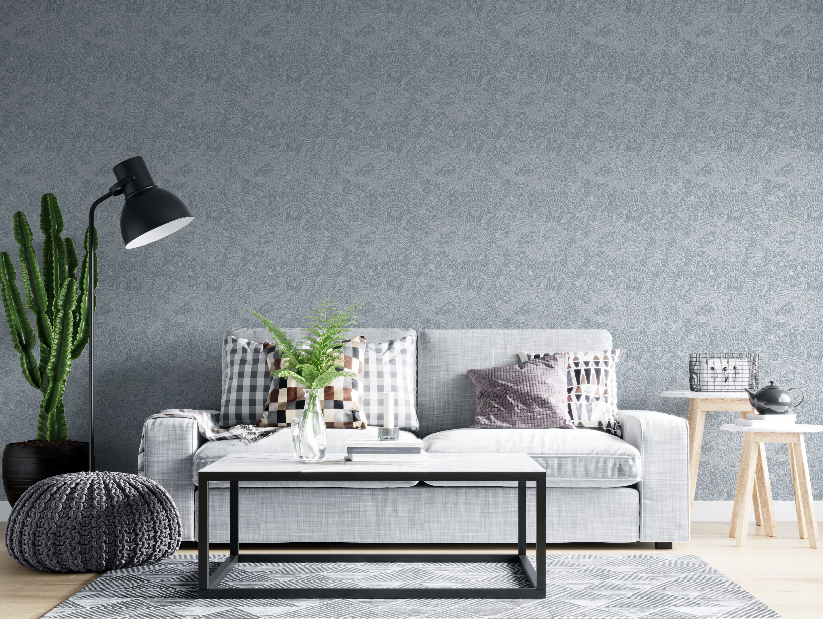 Blue Paisley Wallpaper Peel and Stick White Lace Wallpaper Etsy