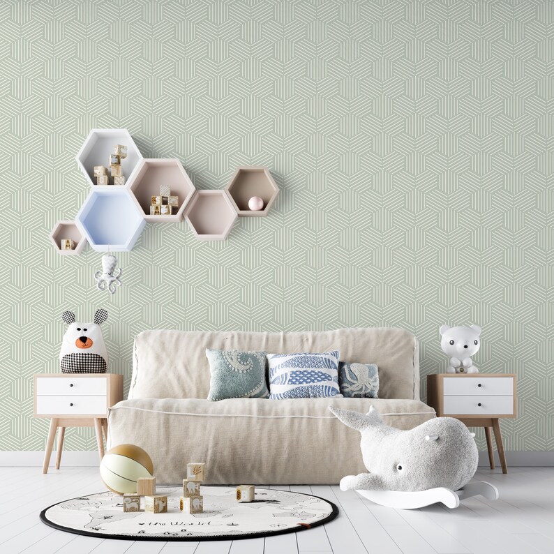 Sage Green Wallpaper Self Adhesive Honeycomb Geometric - Etsy