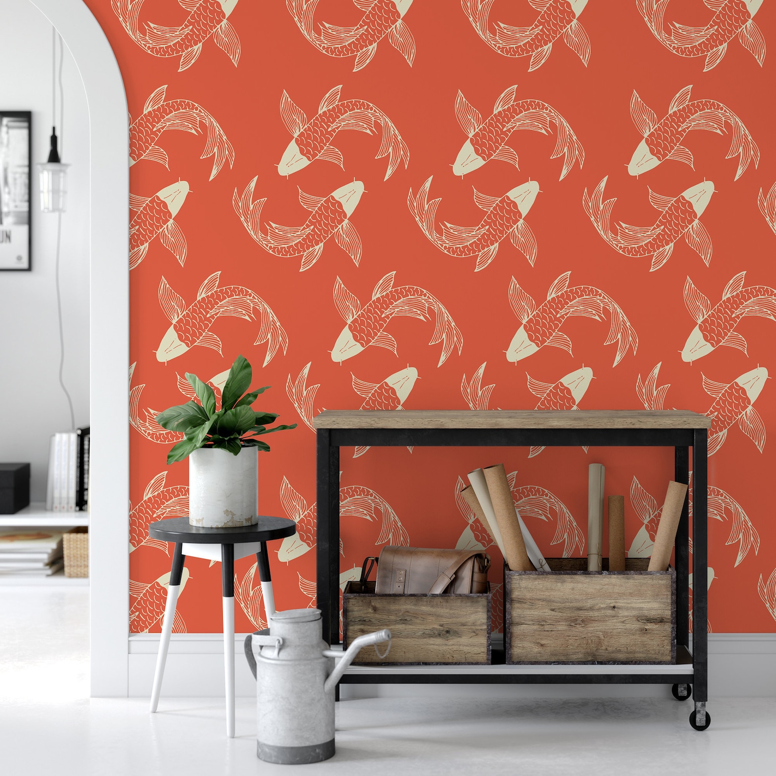 Koi Fish Wallpaper Peel and Stick Japanese Self Adhesive | Etsy