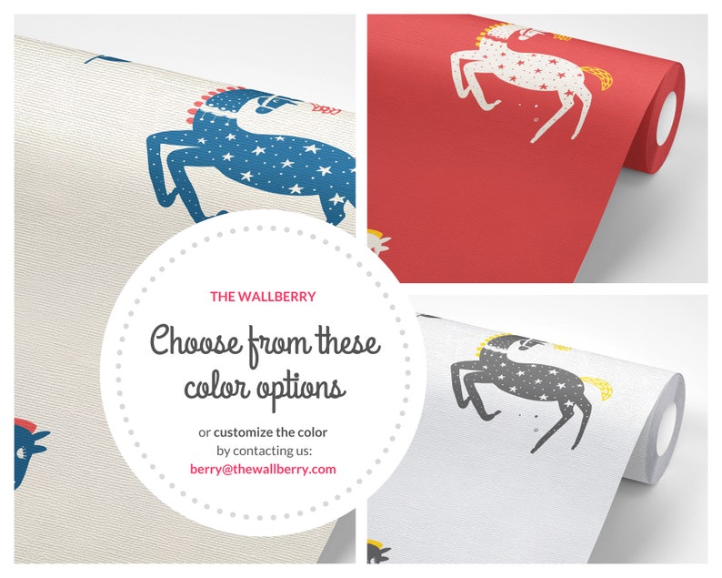 Horse Peel and Stick Wallpaper Cute Scandinavian Mural - Etsy