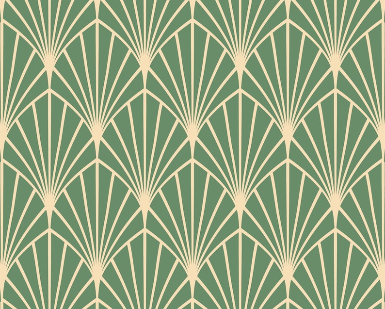 Green Art Deco Wallpaper Peel and Stick Vintage Self Etsy UK