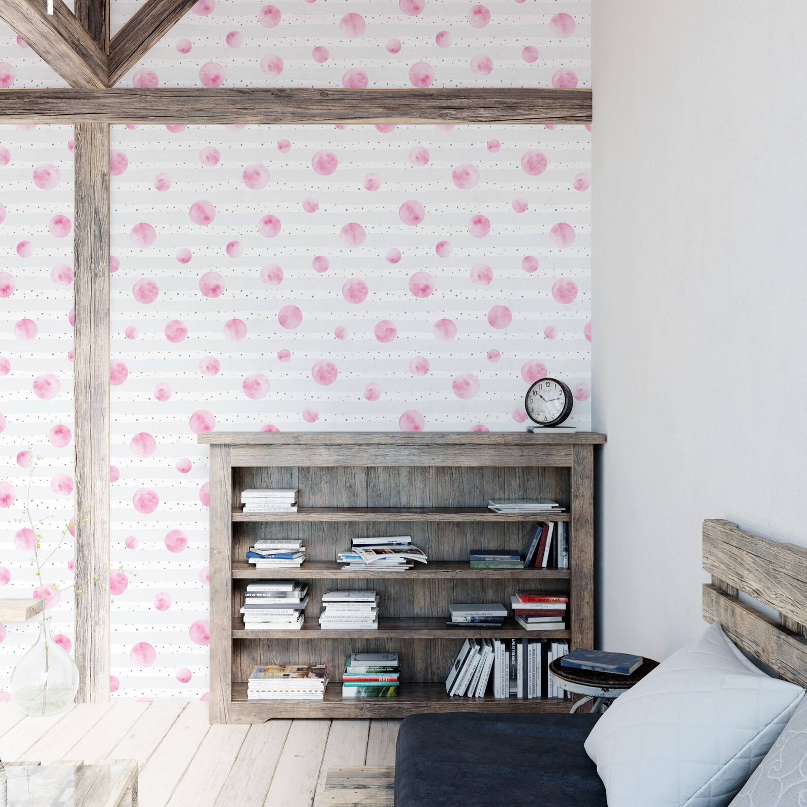 Pink Dots Peel and Stick Wallpaper Pink Boho Wall Mural for Etsy