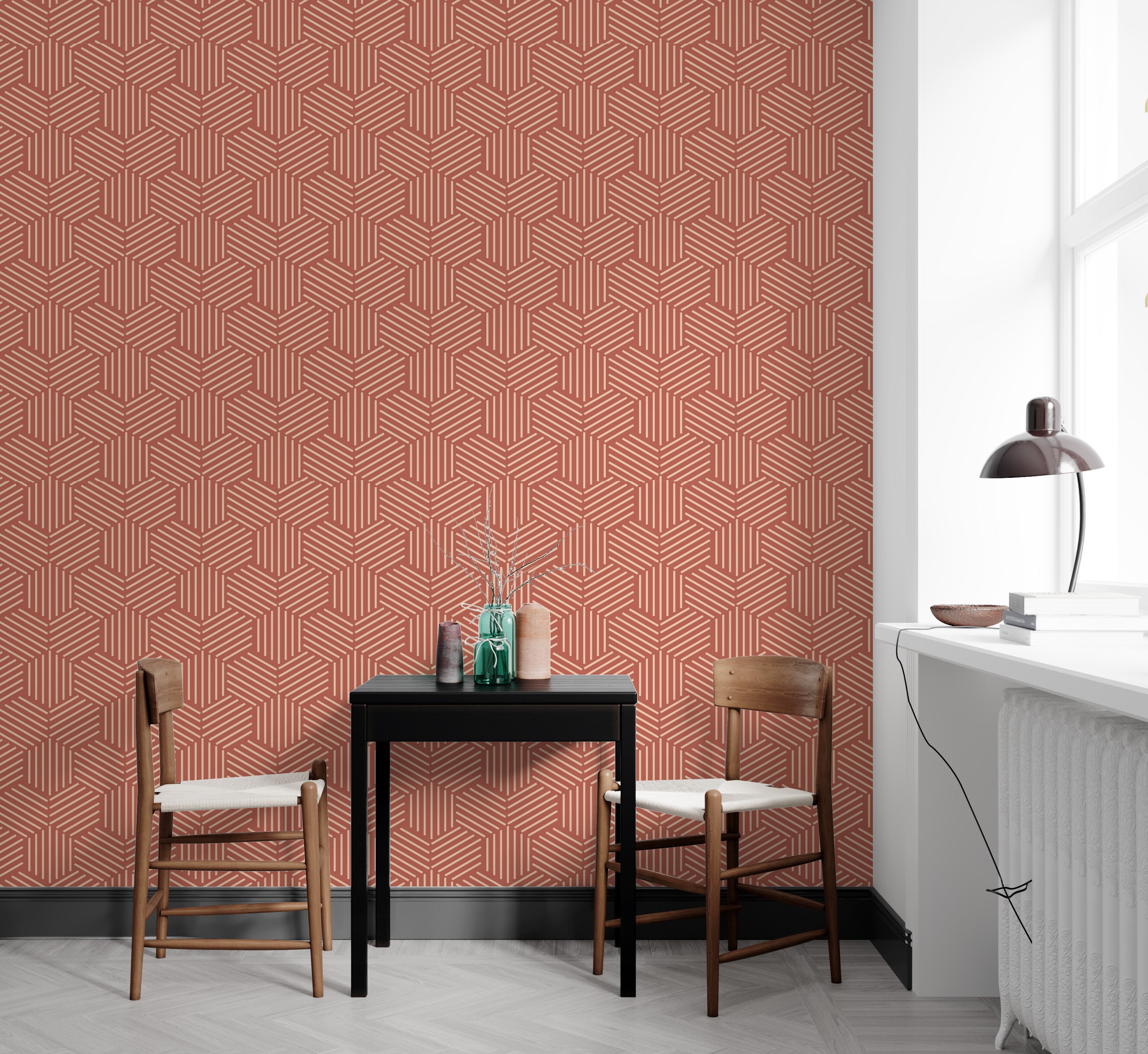 Terracotta Wallpaper Peel and Stick Burnt Orange Geometric - Etsy UK