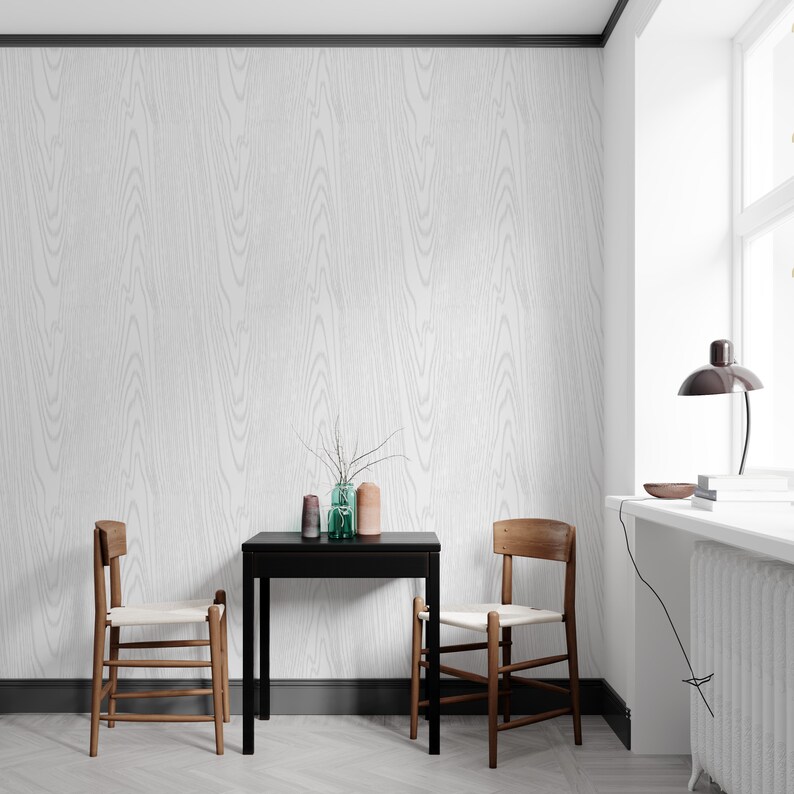 White Wood Wallpaper Gray Wooden Texture Wall Mural Wood Etsy