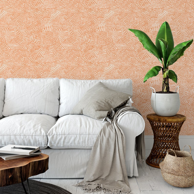 Burnt Orange Pattern Peel and Stick Wallpaper Self Adhesive Etsy