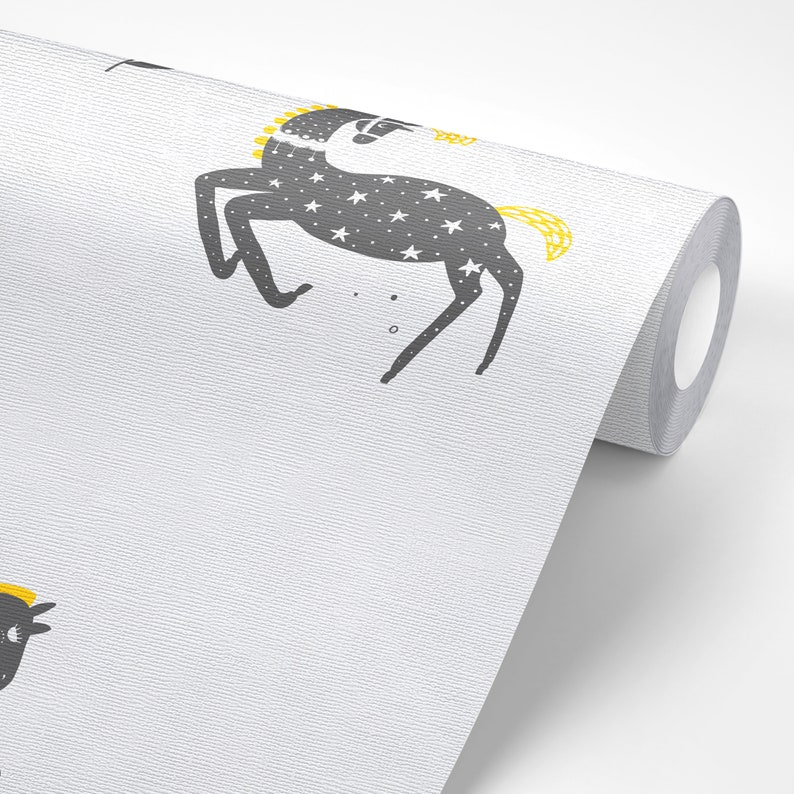 Horse Peel and Stick Wallpaper Cute Scandinavian Mural - Etsy