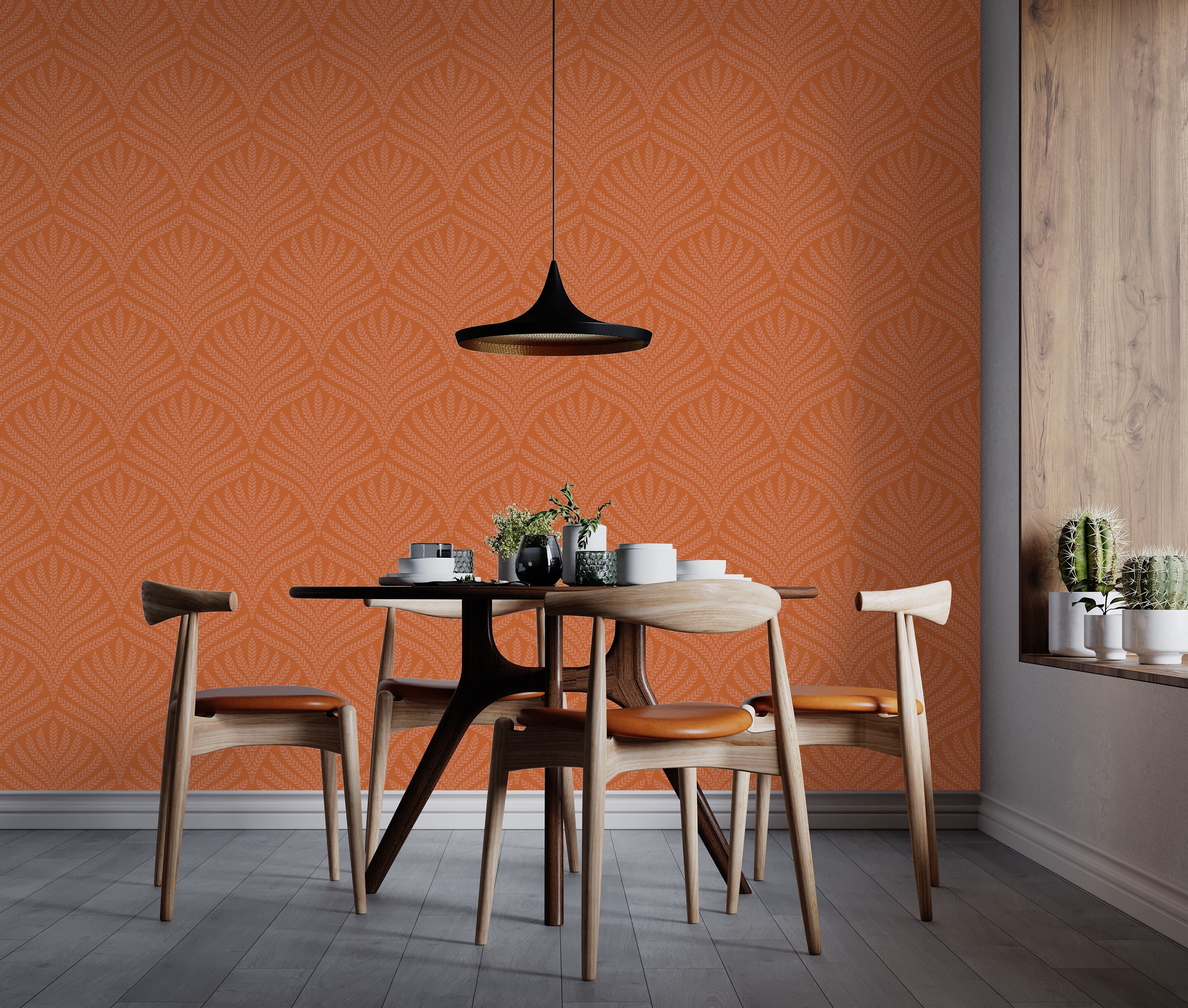 Burnt Orange Leaf Wallpaper Peel and Stick Terracotta Art Etsy