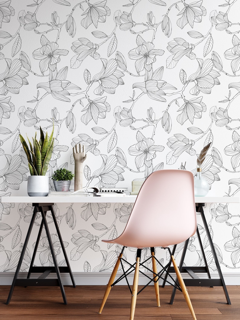 Magnolia Wallpaper Peel and Stick Floral Self Adhesive Wall Etsy