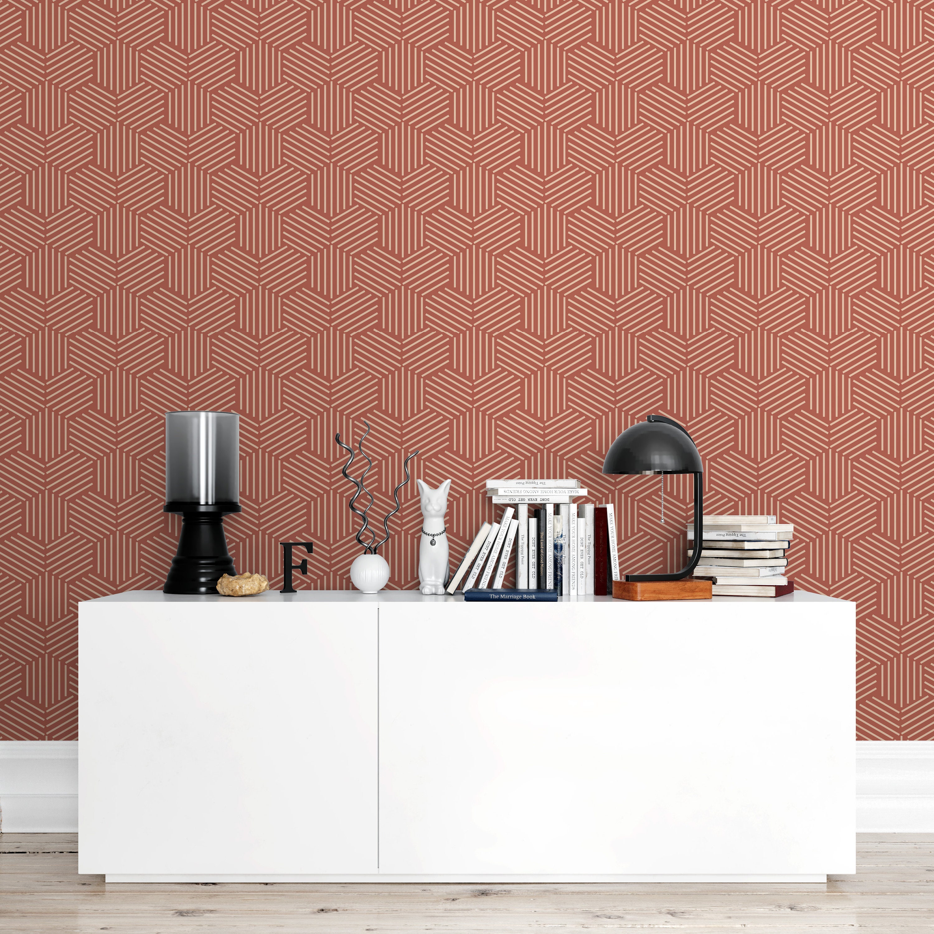 Terracotta Wallpaper Peel and Stick Burnt Orange Geometric - Etsy UK