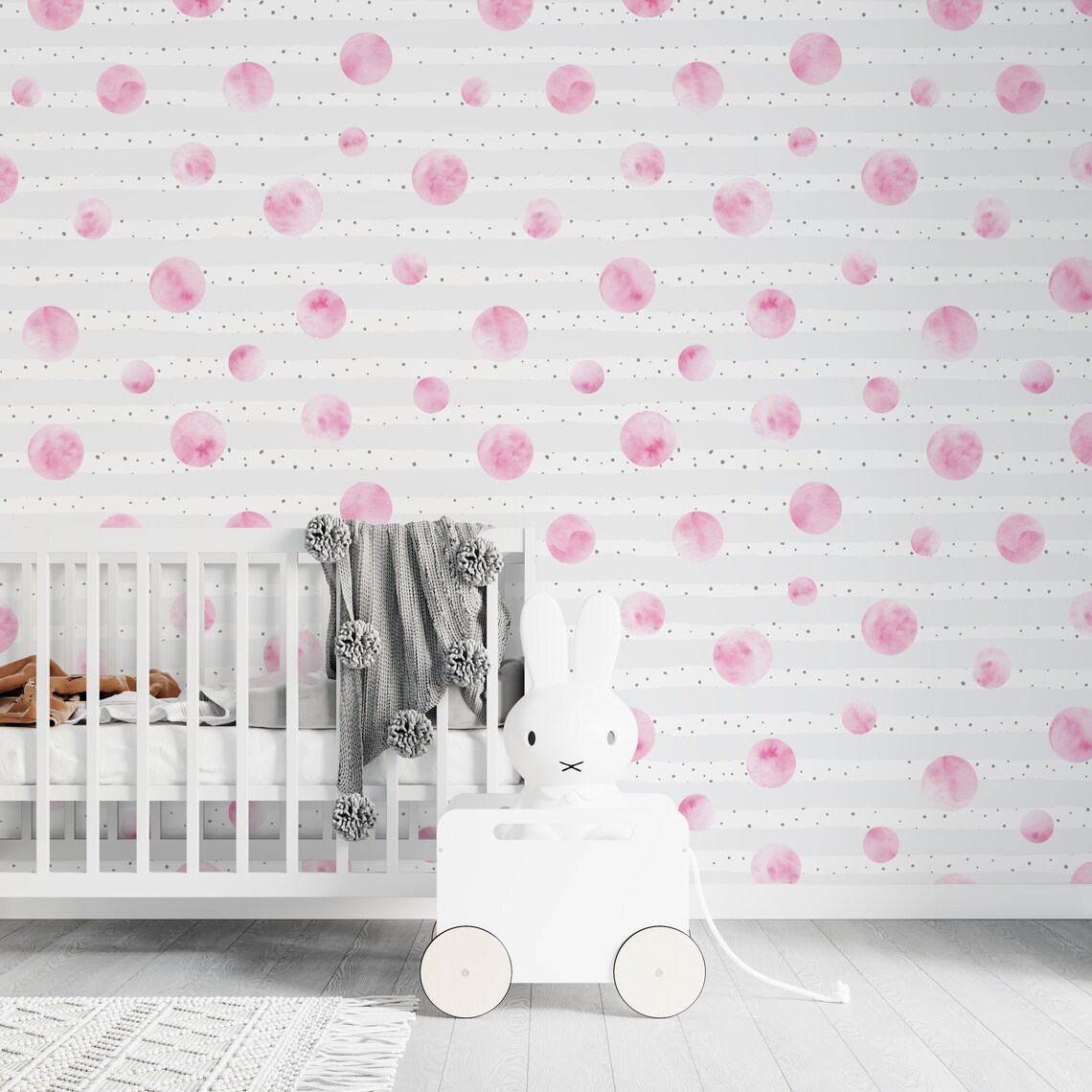 Pink Dots Peel and Stick Wallpaper Pink Boho Wall Mural for Etsy
