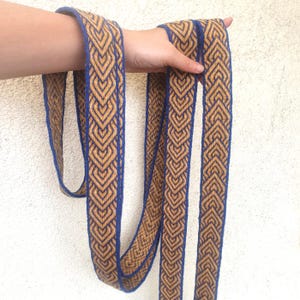 Ceinture tressée en forme de tablette, longue bordure avec motif en diagonale, pour reconstitution médiévale