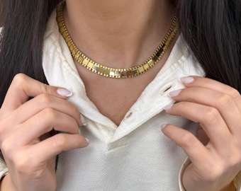 18k vintage Gold Chunky Necklace Statement necklace