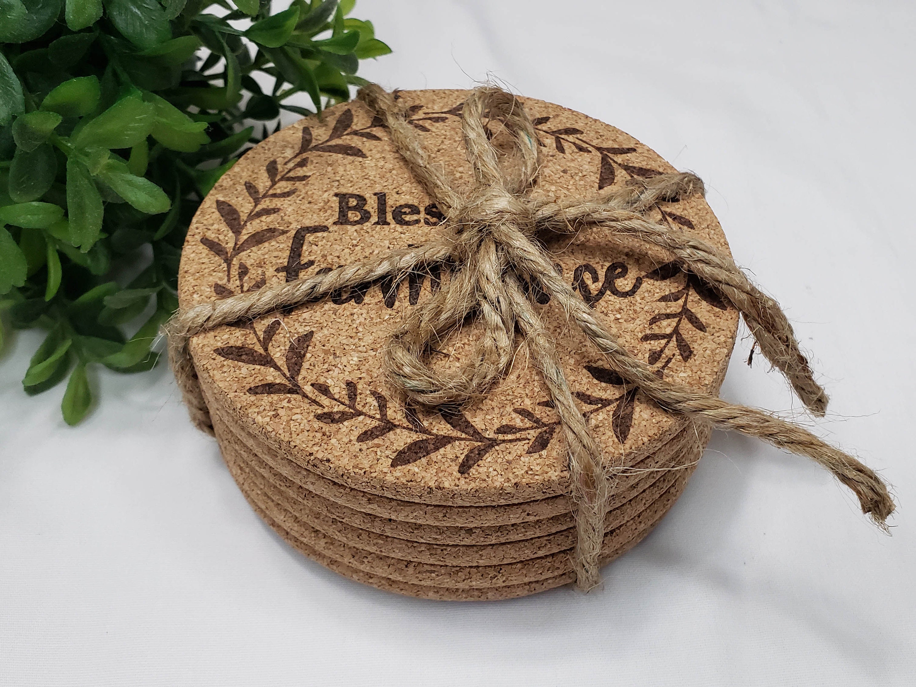 Farmhouse Round Cork Coasters Set of 6 Cork Drink Coasters Etsy