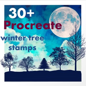 Procreate Winter Tree Brushes, Stamps, Procreate Tree Stamps, Tree Silhouette Stamps, Procreate Stamp, Trees, Tree Silhouette, iPad
