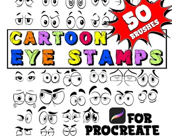 Procreate Cartoon Eye Stamps: 50 Brush Set for Character Design