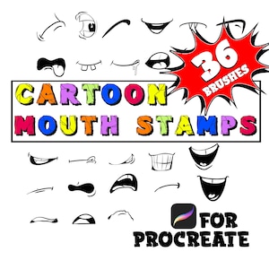 Procreate Cartoon Mouths, Procreate Cartoon Brushes, Procreate Cartoon Stamps, Procreate Character Design, Procreate Design